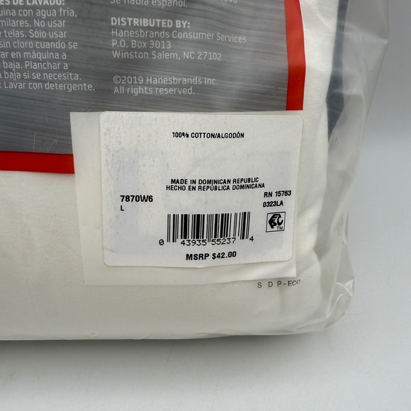 Hanes Ultimate Men's L Large 6 Pack White Tagless T Shirts Soft Breathable - Picture 3 of 4